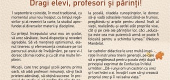 Felicitarea ministrului Educației la început de an școlar