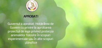 Proiectul de lege privind protecţia animalelor folosite în scopuri experimentale sau în alte scopuri ştiinţifice, aprobat