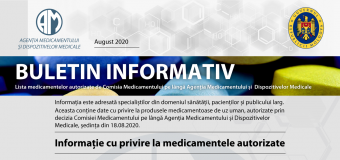 Buletinul Informativ cu privire la medicamentele autorizate în luna august, publicat de AMDM