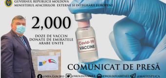 Emiratele Arabe Unite au donat Republicii Moldova vaccin anti COVID-19