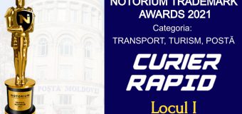 Premiul I pentru serviciul „Curier Rapid” din cadrul „Poștei Moldovei” la Concursul Notorium Trademark Awards 2021