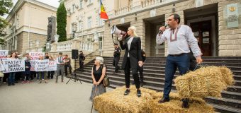 Flashmob la MAI, organizat de Partidul „ȘOR” și PCRM: Jos păpușile din paie de la guvernare!