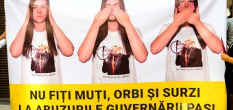 Protest organizat de Partidul „ȘOR” și PCRM, în fața Delegației UE în Moldova: Nu fiți muți, orbi și surzi la abuzurile guvernării PAS!