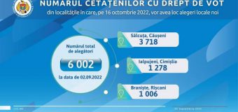 CEC prezintă numărul alegătorilor în cele 3 localități din țară unde, la 16 octombrie 2022, vor avea loc alegeri locale noi
