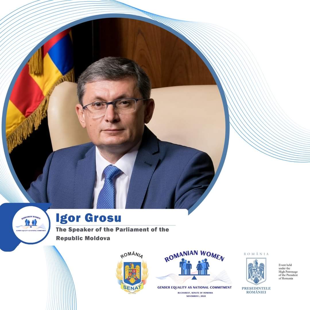 Igor Grosu va susține un discurs la Conferința „Femeile parlamentar din România și promovarea egalității de gen ca angajament național”