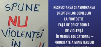 Respectarea și asigurarea drepturilor copilului la protecție față de orice formă de violență în mediul educațional – prioritate a Ministerului Educației și Cercetării