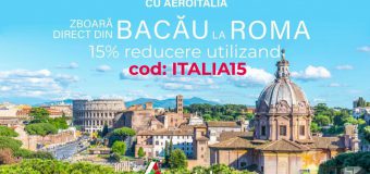 Astăzi poți cumpăra bilete în Italia cu 15% reducere cu zbor de pe Aeroportul Bacău!