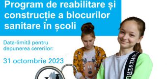 Concurs pentru școli primare, gimnazii și licee. Pot beneficia de suport pentru îmbunătățirea condițiilor sanitare în instituție