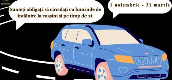 Șoferii – obligați să circule cu lumina de întâlnire din 1 noiembrie