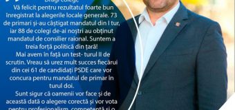 Ion Sula, către colegii din partid: Mult succes fiecărui din cei 61 de candidați PSDE care vor concura pentru mandatul de primar în turul doi