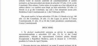 (DOC) CCM a emis o decizie cu privire la Partidul „Șansa”