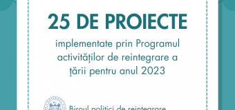 25 de proiecte au fost implementate prin Programul activităților de reintegrare a țării pentru anul 2023