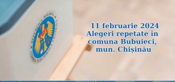 Duminică, 11 februarie 2024, va avea loc votarea repetată pentru alegerea primarului comunei Bubuieci, municipiul Chișinău