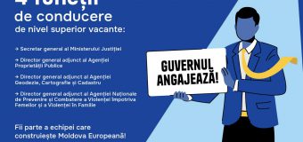 Guvernul anunță concurs pentru 4 funcții de conducere de nivel superior