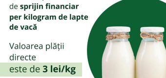 Se anunță al doilea apel de depunere a cererilor pentru plăți directe în sectorul zootehnic, pentru producția de lapte de vacă