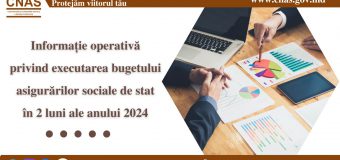 Situația la CNAS în 2 luni din 2024: Venituri de 7880,7 mln. lei și cheltuieli de 6904,5 mln. lei
