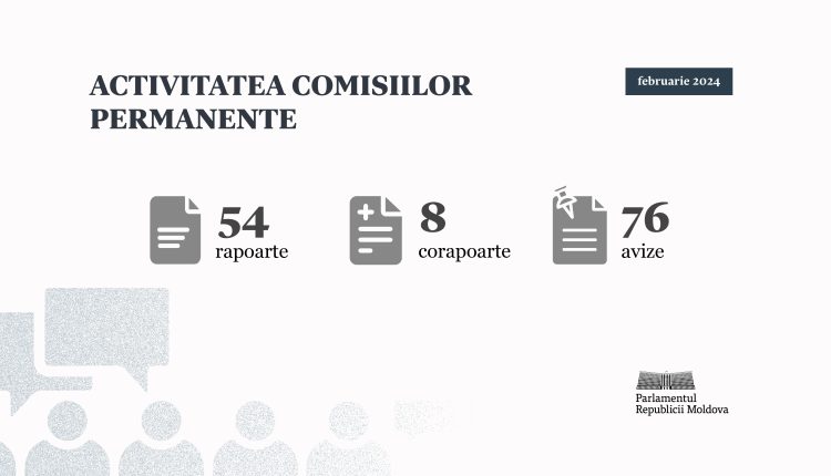 În luna februarie, comisiile parlamentare au aprobat 62 de rapoarte și corapoarte, precum și 76 de avize