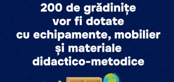 200 de grădinițe vor fi dotate cu echipamente, mobilier și materiale didactico-metodice