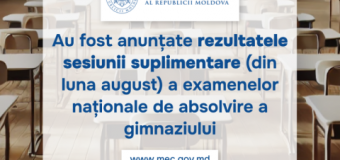 Au fost anunțate rezultate sesiunii suplimentare din luna august a examenelor naționale de absolvire a gimnaziului