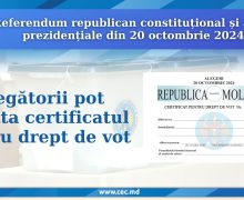 Alegătorii pot solicita certificat cu drept de vot