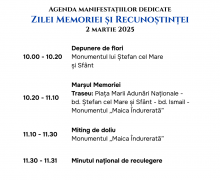 Programul evenimentelor consacrate Zilei Memoriei și Recunoștinței