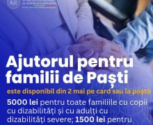 Plățile unice acordate în cadrul pachetului „Ajutor pentru familii de Paști” sunt disponibile de astăzi