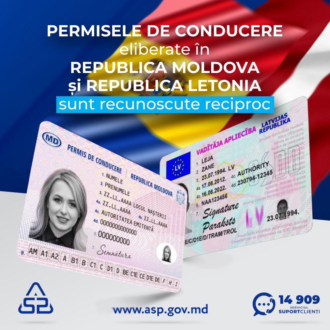 Permisele de conducere ale Republicii Moldova și Republicii Letonia sunt recunoscute reciproc