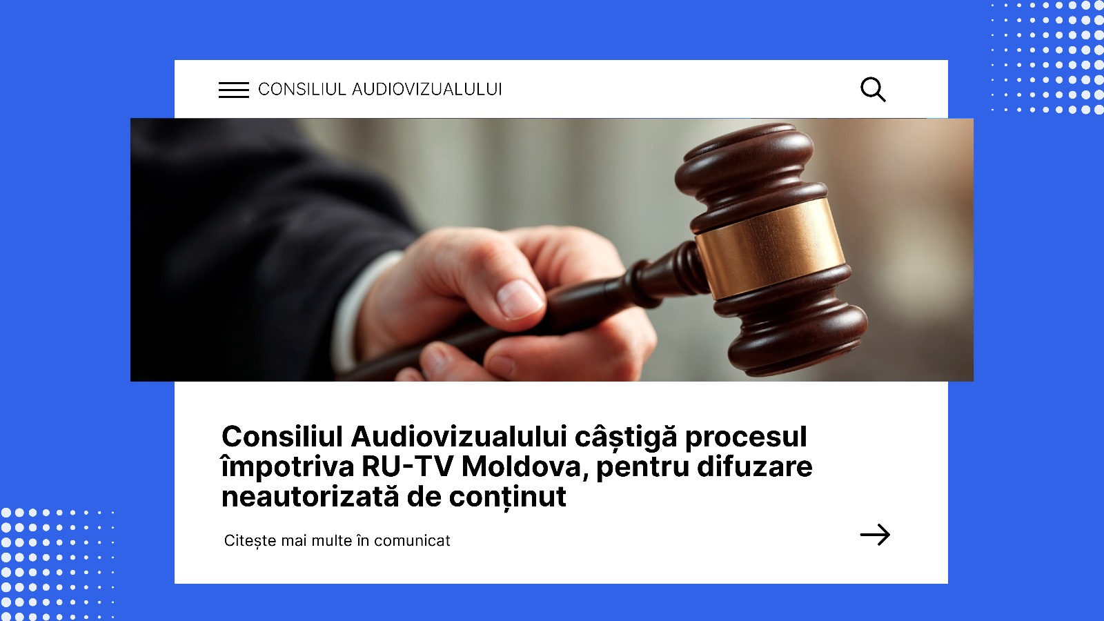 CA câștigă un proces de judecată față de postul „RU-TV Moldova”