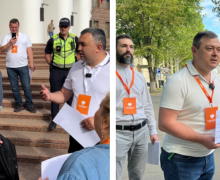 Activiștii Partidului Republican „Inima Moldovei” au întâmpinat deputații PAS în fața Parlamentului cu „amenzi populare”