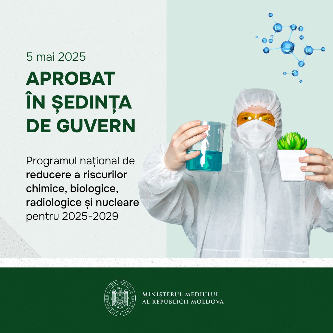 Guvernul a aprobat Programul național de neproliferare a armelor de distrugere în masă și de reducere a riscurilor provenite de la amenințările chimice, biologice, radiologice și nucleare, pentru anii 2025–2029