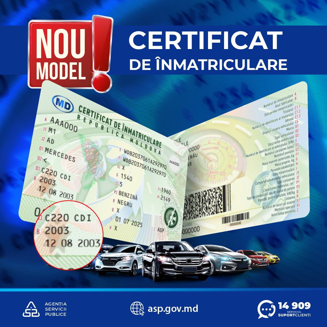 Modele noi de certificate de înmatriculare pentru vehicule