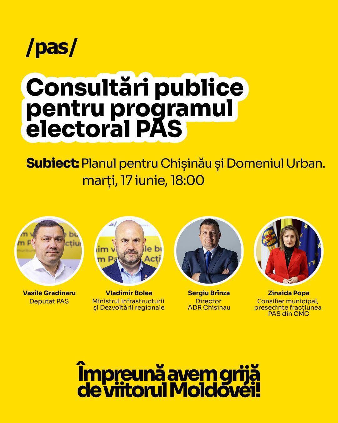 PAS continuă consultările publice. Următorul domeniu – Planul pentru mun. Chișinău și Domeniul Urban