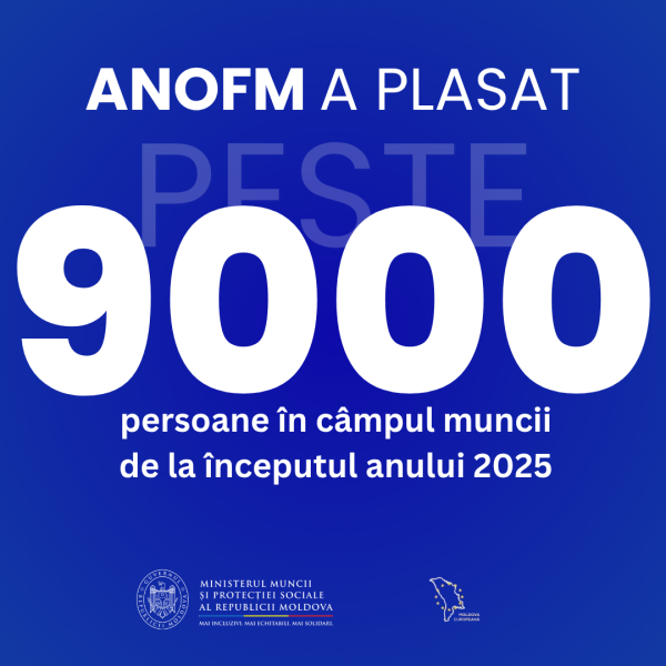 Peste 9 mii de persoane au fost plasate în câmpul muncii de la începutul anului 2025