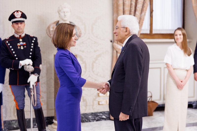 Maia Sandu primită la Roma de Președintele Italiei, Sergio Mattarella