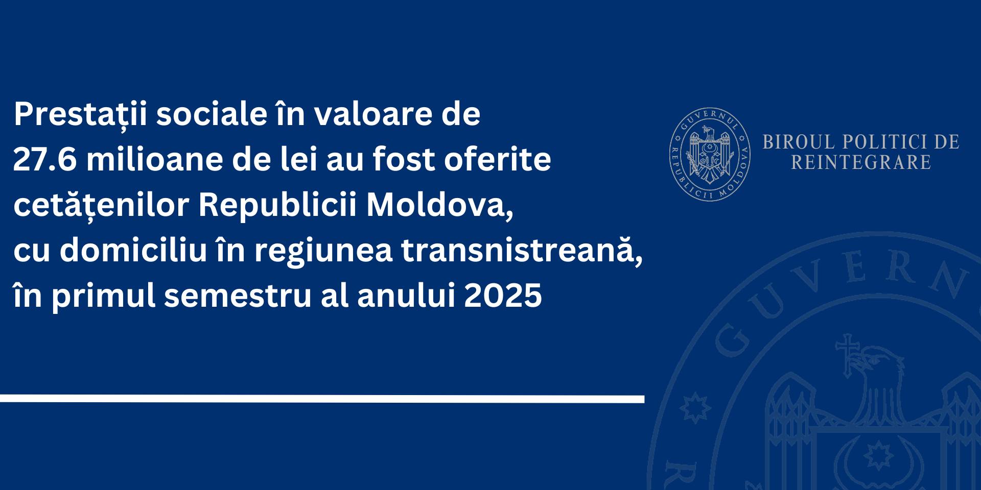 Prestații sociale de 27,6 mln. lei oferite cetățenilor Republicii Moldova, cu domiciliu în regiunea transnistreană