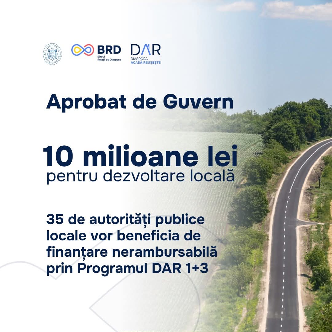 35 de autorități publice locale vor beneficia de finanțare nerambursabilă în valoare de 10 mln. lei
