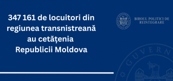 Peste 340 mii de locuitori din regiunea transnistreană sunt cetățeni ai Republicii Moldova