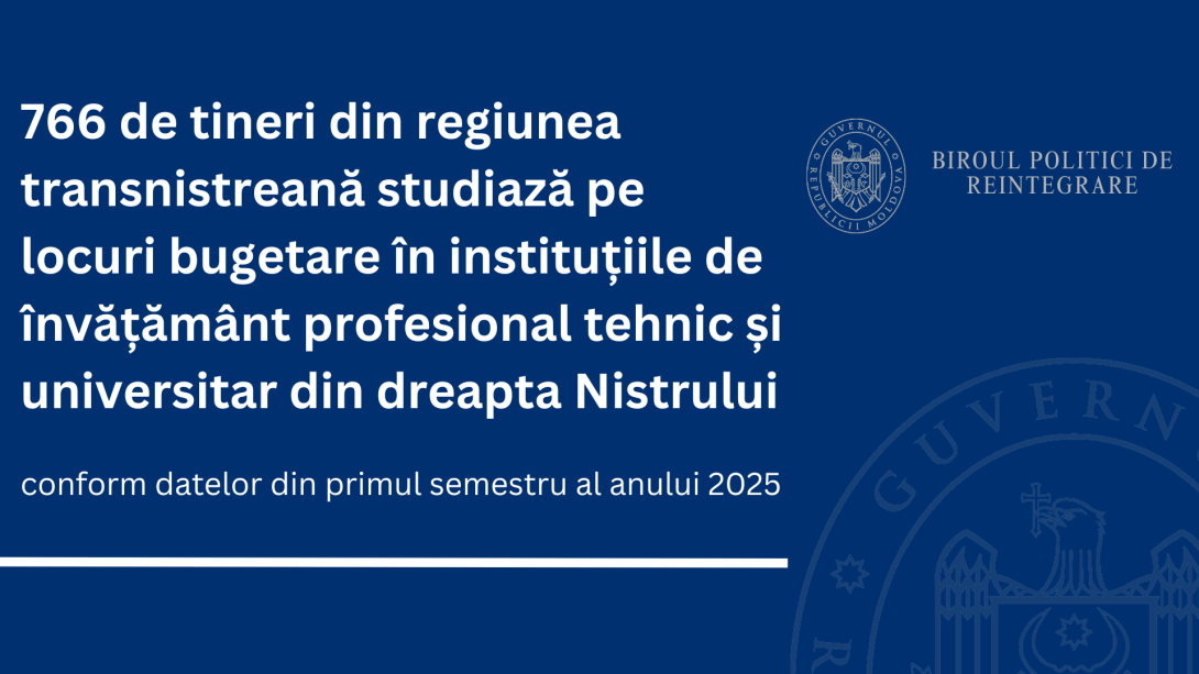 766 de tineri din regiunea transnistreană studiază pe locuri bugetare în instituțiile de învățământ din dreapta Nistrului