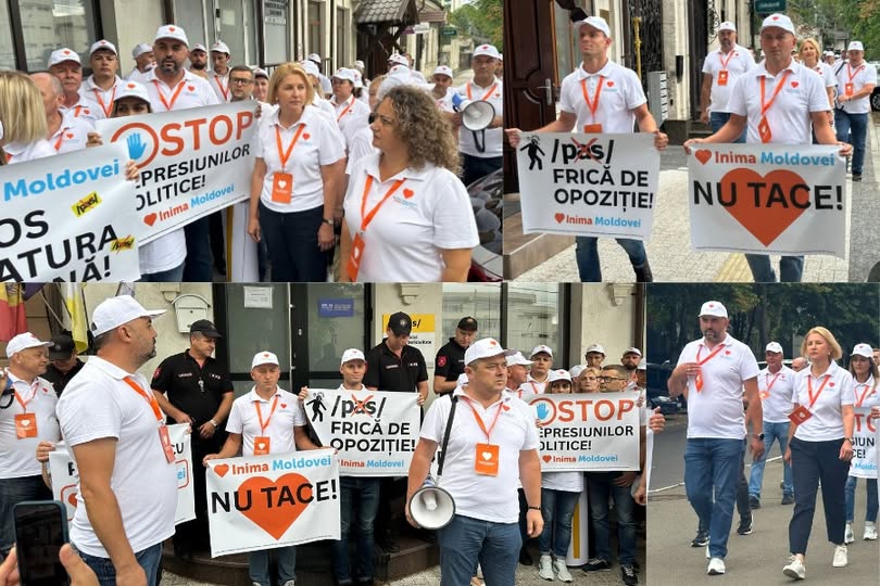 „Inima Moldovei” a protestat la sediul PAS: „Ei atacă nu doar partidul, ci și procesul de unificare a opoziției”