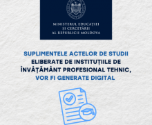 Suplimentele actelor de studii eliberate de instituțiile de învățământ profesional tehnic, vor fi generate digital