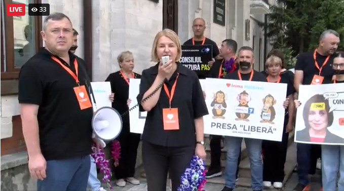 LIVE// Partidul Republican „Inima Moldovei” protestează la Consiliul Audiovizualului