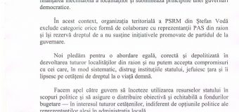 Fracțiunea PSRM din Consiliul raional Ștefan Vodă acuză guvernarea PAS de distribuirea discriminatorie a resurselor financiare către autoritățile locale