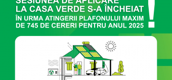 Sesiunea de aplicare la Casa Verde s-a încheiat în urma atingerii plafonului maxim de 745 de propuneri de proiect pentru anul 2025
