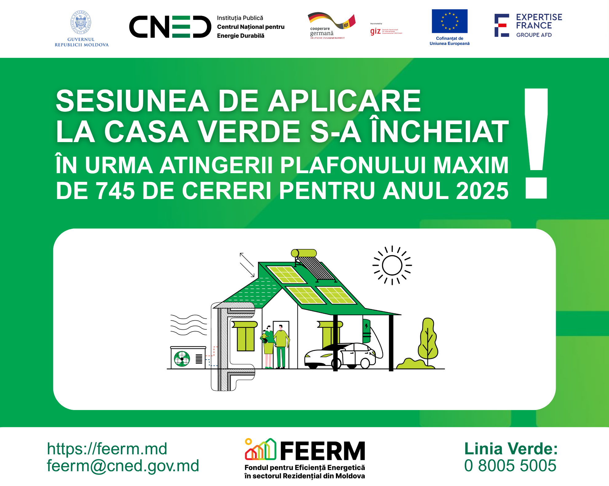 Sesiunea de aplicare la Casa Verde s-a încheiat în urma atingerii plafonului maxim de 745 de propuneri de proiect pentru anul 2025