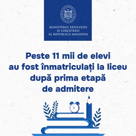 Peste 11 mii de elevi au fost înmatriculați la liceu după prima etapă de admitere