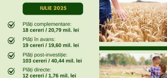 În luna iulie, au fost autorizate spre plată subvenții în valoare totală de 96,27 mln. lei
