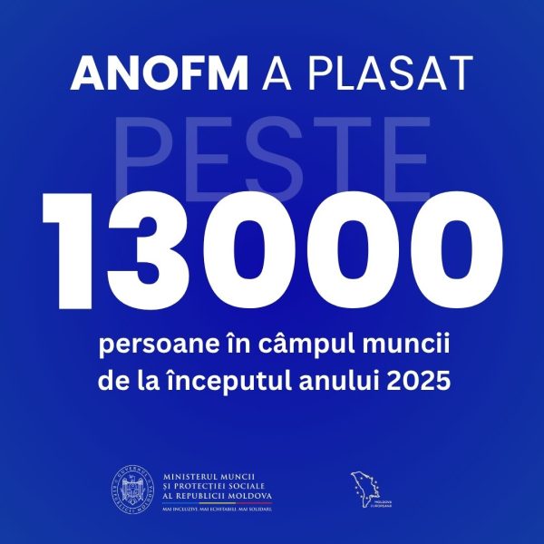 Peste 13 mii de persoane au fost plasate în câmpul muncii de la începutul anului 2025