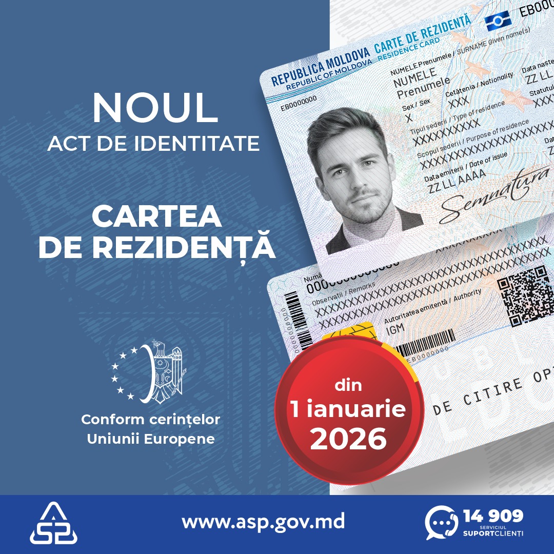 Din 1 ianuarie 2026 va fi introdusă Cartea de rezidență