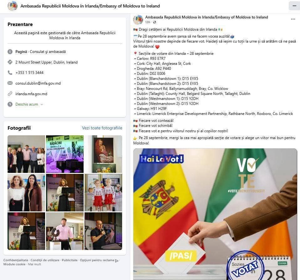 Blocul Patriotic s-a adresat la CEC: Să examineze o postare recentă a Ambasadei Republicii Moldova în Irlanda