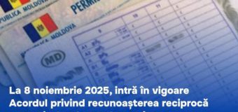 La 8 noiembrie 2025, intră în vigoare Acordul privind recunoașterea reciprocă a permiselor de conducere între Republica Moldova și Italia – în noua redacție